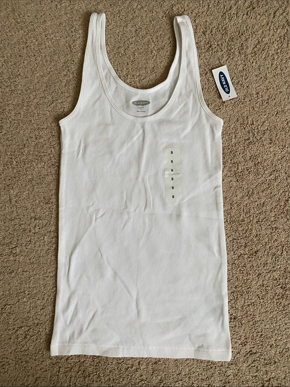 Old Navy White Ribbed Scoop Neck Tank Top - Women's